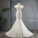 ウェディングドレス ウエディングドレス オフショルダー 二次会 結婚式 前撮り ブライダル ロングドレス 花嫁 マーメードドレス マーメイドラインドレス レース...