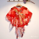 ウエディングショール ウェディングケープ ウェディングショール レッド チャイナ風 ケープ ブライダル 結婚式 二次会 披露宴 花嫁 肩掛け 赤 中国風 ウエデ...