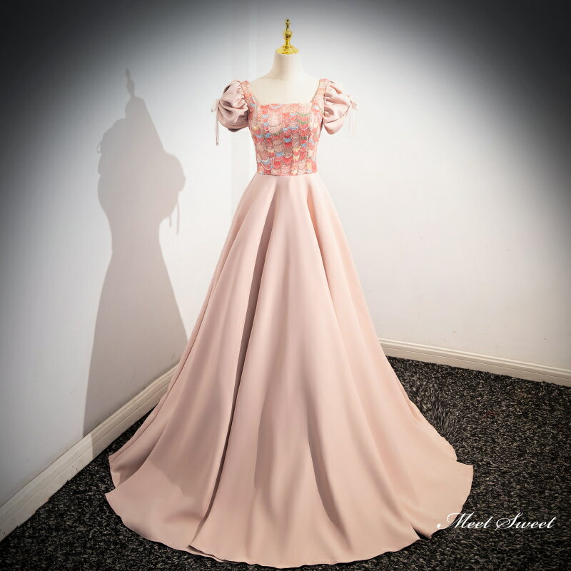 Other - カラードレス ロングドレス パーティードレス ピンク 半袖 かわいい ウェディングドレス ウエディングドレス 結婚式 二次会 花嫁 前撮り 演奏会 発表会 カクテルドレス ブライダル フォーマルドレス 成人式 卒業式 コンサート イブニングドレス ステージドレス
