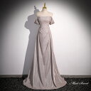 カラードレス ロングドレス パーティードレス グレー オフショルダー ウェディングドレス ウエディングドレス 結婚式 二次会 花嫁 前撮り 演奏会 発表会 カクテルドレス 披露宴 ブライダル フォーマルドレス 成人式 卒業式 コンサート 舞台 演出 イブニングドレス(4)
