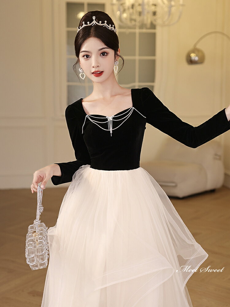 カラードレス ロングドレス パーティードレス シャンパン 長袖 切替 ウェディングドレス ウエディングドレス 結婚式 二次会 花嫁 前撮り 演奏会 発表会 カクテルドレス 披露宴 ブライダル フォーマルドレス 成人式 卒業式 コンサート 舞台 演出 イブニングドレス