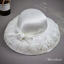 ウェディングハット 帽子 サテン レース リボン ウエディングハット オフホワイト カクテル帽 結婚式 二次会 花嫁 前撮り ブライダル パーティー フランス風 カクテルハット 和装 イベント 発表会 演奏会 披露宴 写真撮影 ヘッドドレス 花嫁小物 礼装帽子 ドレスハット