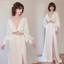 ウェディングドレス ロングドレス 二次会 スレンダードレス 長袖 サテン スリット 深Vネック 白 結婚式 前撮り ブライダル 花嫁 ウエディングドレス 海外挙式 オフホワイト パーティードレス フォトウェディング 小さいサイズ 大きいサイズ wedding dress
