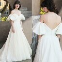 ウェディングドレス ロングドレス Aラインドレス オフホワイト サテン ファスナー 半袖 二次会 結婚式 前撮り ブライダル 花嫁 ウエディングドレス 海外挙式 オフホワイト パーティードレス フォトウェディング 小さいサイズ 大きいサイズ wedding dress