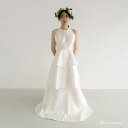 ウェディングドレス ロングドレス スレンダードレス サテン ホルターネック フリル 袖なし 二次会 結婚式 前撮り ブライダル 花嫁 ウエディングドレス 海外挙式 オフホワイト パーティードレス フォトウェディング 小さいサイズ 大きいサイズ wedding dress(4)