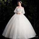 ウェディングドレス ロングドレス プリンセスラインドレス オフショルダー 二次会 結婚式 前撮り ドレス 花嫁 ウエディングドレス チュール 大きいサイズ 小さいサイズ 海外挙式 白 オフホワイト パーティードレス ブライダル フォトウェディング wedding dress(4)