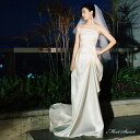 ウェディングドレス ロングドレス スレンダーライン ベアトップ アシンメトリー 二次会 結婚式 前撮り ドレス 花嫁 ウエディングドレス サテン 大きいサイズ 小さいサイズ 海外挙式 白 オフホワイト パーティードレス ブライダル フォトウェディング wedding dress
