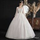 ウェディングドレス ロングドレス プリンセスラインドレス Aラインドレス 7分袖 二次会 結婚式 前撮り ドレス 花嫁 ウエディングドレス チュール 大きいサイズ 小さいサイズ 海外挙式 白 オフホワイト パーティードレス ブライダル フォトウェディング wedding dress