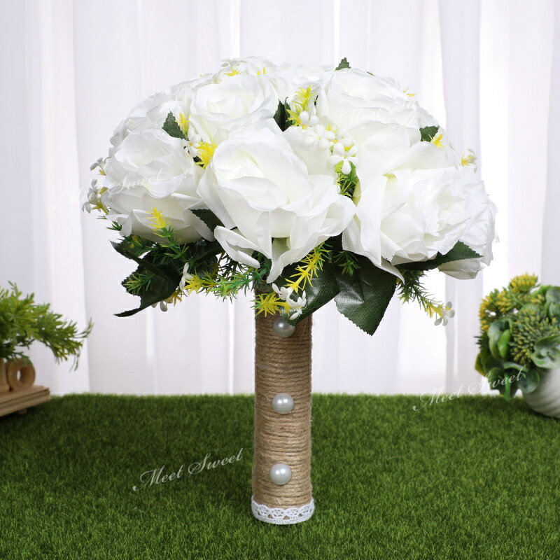 ミートスウィートの【P5倍★BLACK FRIDAY限定】ブーケ ウェディング ブライダルブーケ ラウンドブーケ ウエディングブーケ 花嫁 造花 花束 可愛い 結婚式 二次会 披露宴 挙式 前撮り 後撮り リゾート婚 ウェディング ウエディング 造花ブーケ トスブーケ アートフラワー 安い ギフト｜アングル3