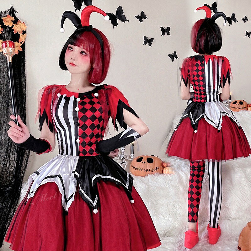 乐天商城 - ピエロ サーカス 道化師 ハロウィン コスプレ 大人用 仮装 ハロウィンコスプレ 衣装 大人 女性 可愛い レディース 大きいサイズ かわいい コスチューム ハロウィン仮装 コスプレ衣装 コスプレ仮装 ハロウィン衣装 ハロウィンパーティー 演出服 学園祭 文化祭