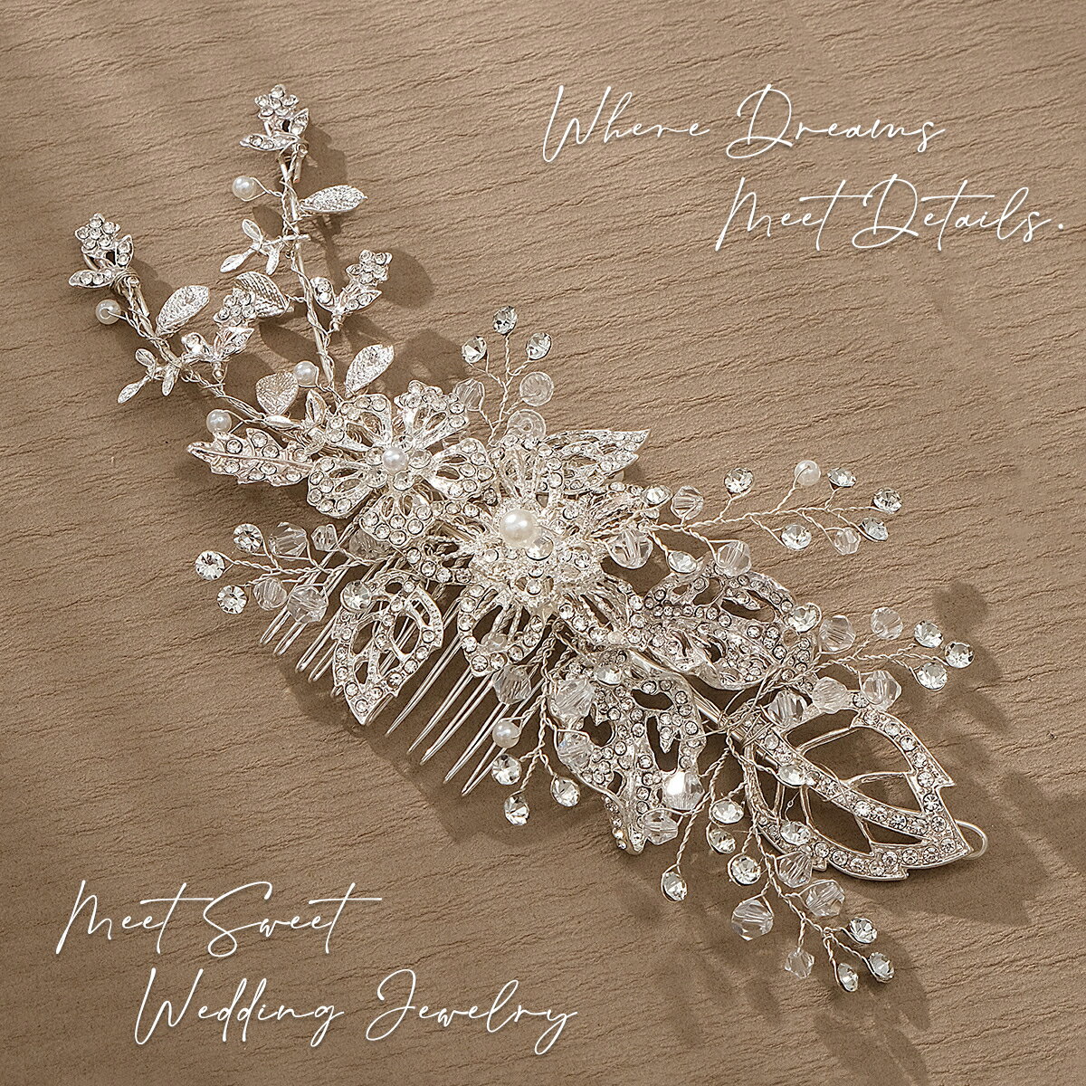 ヘッドドレス コーム 小枝 フラワー 髪飾り ラインストーン キラキラ ヘアアクセサリー ヘッドコサージ..