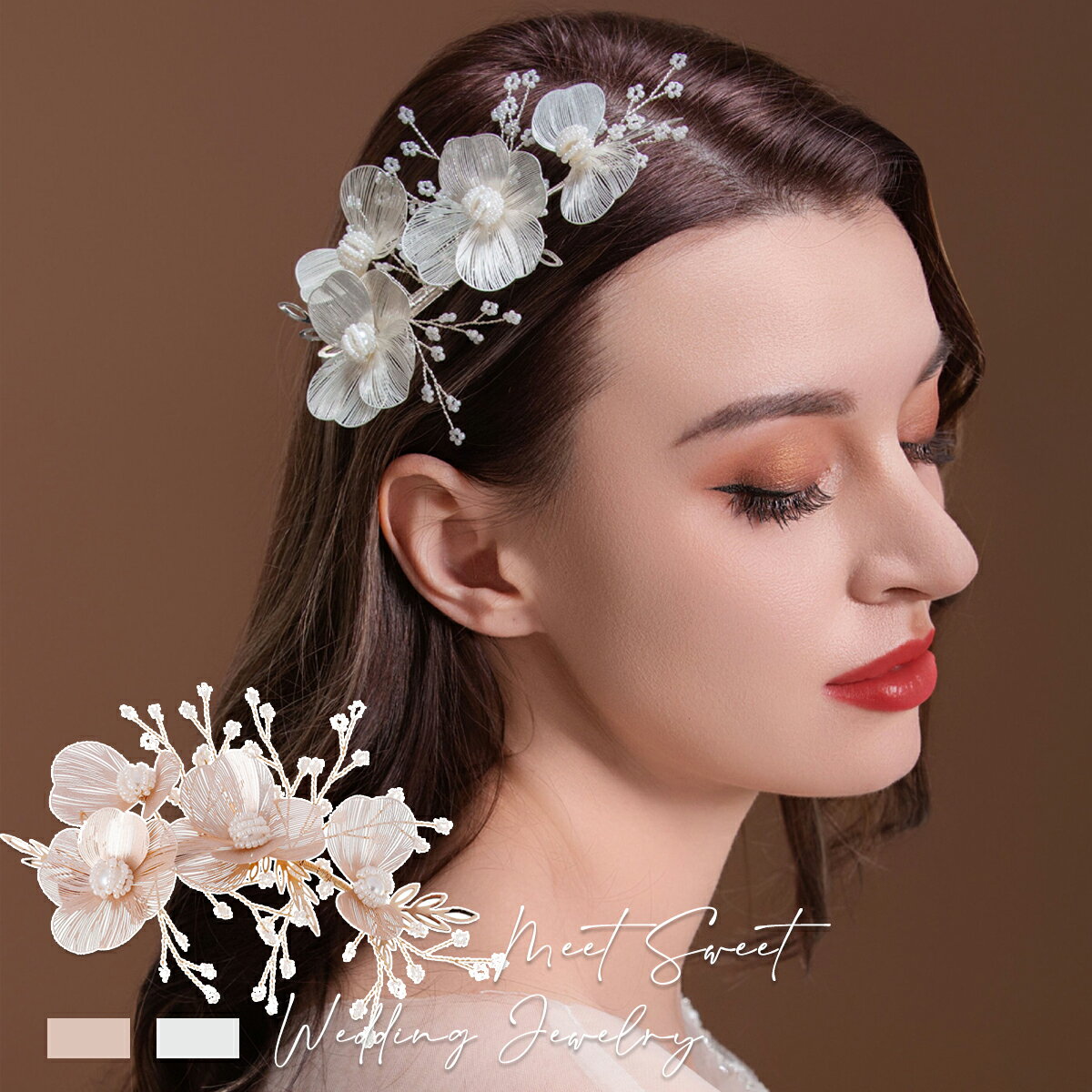 【P5倍★BLACK FRIDAY限定】ヘッドドレス ヘアピン フラワー 花 髪飾り ヘアアクセサリー 大人 二次会 発表会 成人式 結婚式 花嫁 前撮り 卒業...