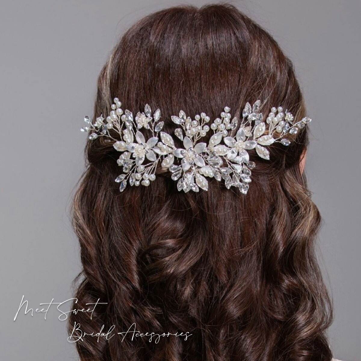 【P5倍★BLACK FRIDAY限定】ヘッドドレス コーム ビーズ 金属 フラワー 髪飾り ヘアアクセサリー ヘッドコサージュ 二次会 発表会 成人式 結婚式...