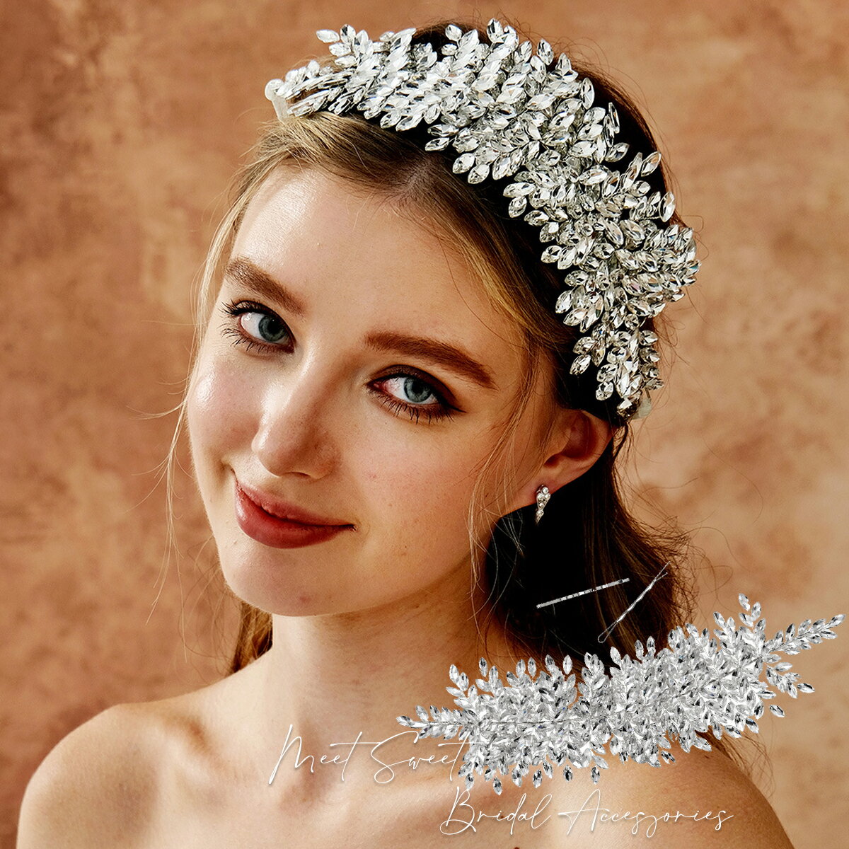 ヘッドドレス カチューシャ ゴージャス ヘアアクセサリー ヘアバンド 大人 二次会 発表会 結婚式 花嫁 ..