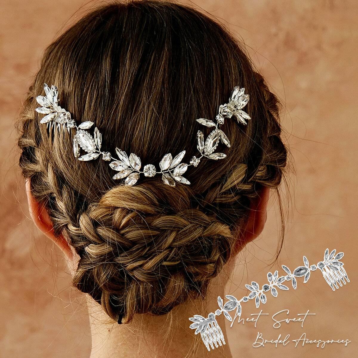 ヘッドドレス バックカチューシャ ヘアコーム ラインストーン ヘアアクセサリー コーム 二次会 発表会 ..