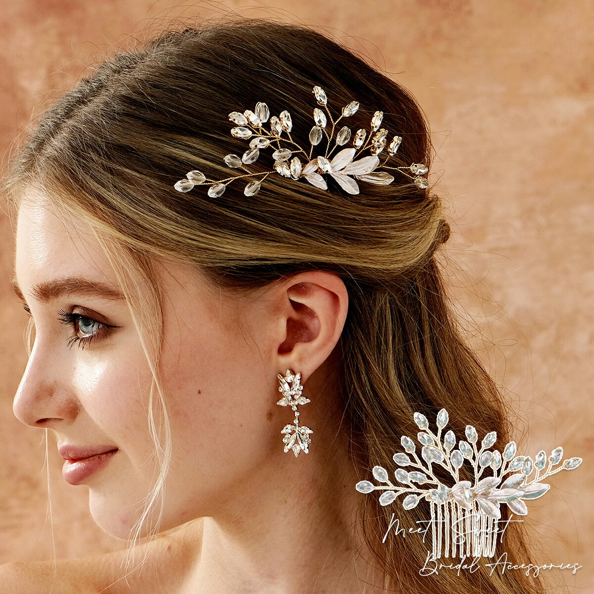 ヘッドドレス コーム ゴールド ヘアコーム 髪飾り ヘアアクセサリー ヘッドコサージュ 二次会 発表会 ..