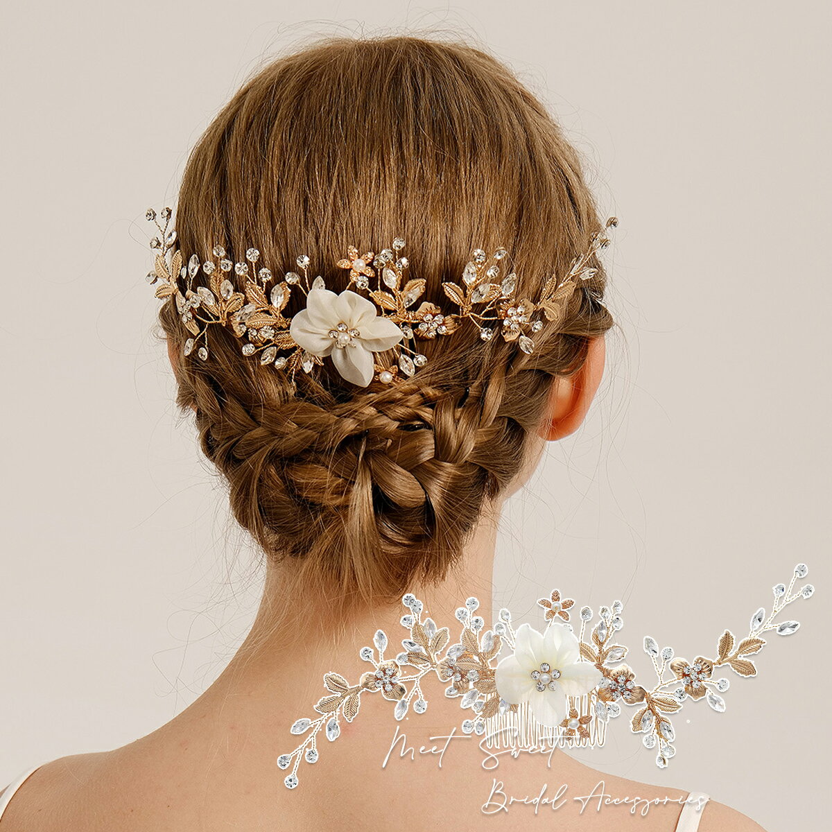 【P5倍★BLACK FRIDAY限定】ヘッドドレス コーム 小枝 フラワー 髪飾り ヘアアクセサリー バックカチュー 二次会 発表会 成人式 結婚式 花嫁 和...