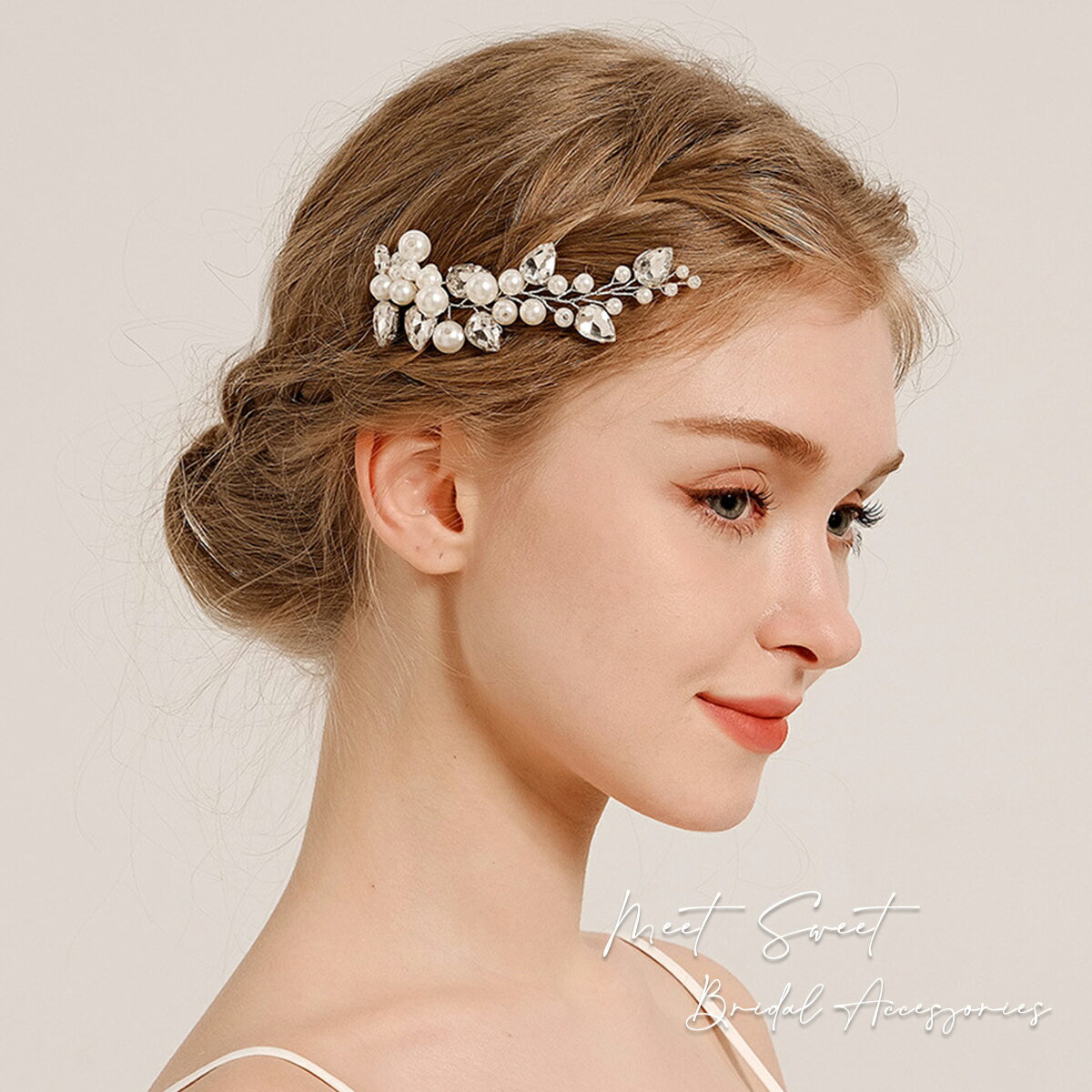 ヘッドドレス コーム パール 髪飾り ヘアアクセサリー ヘッドコサージュ 二次会 発表会 成人式 結婚式 ..