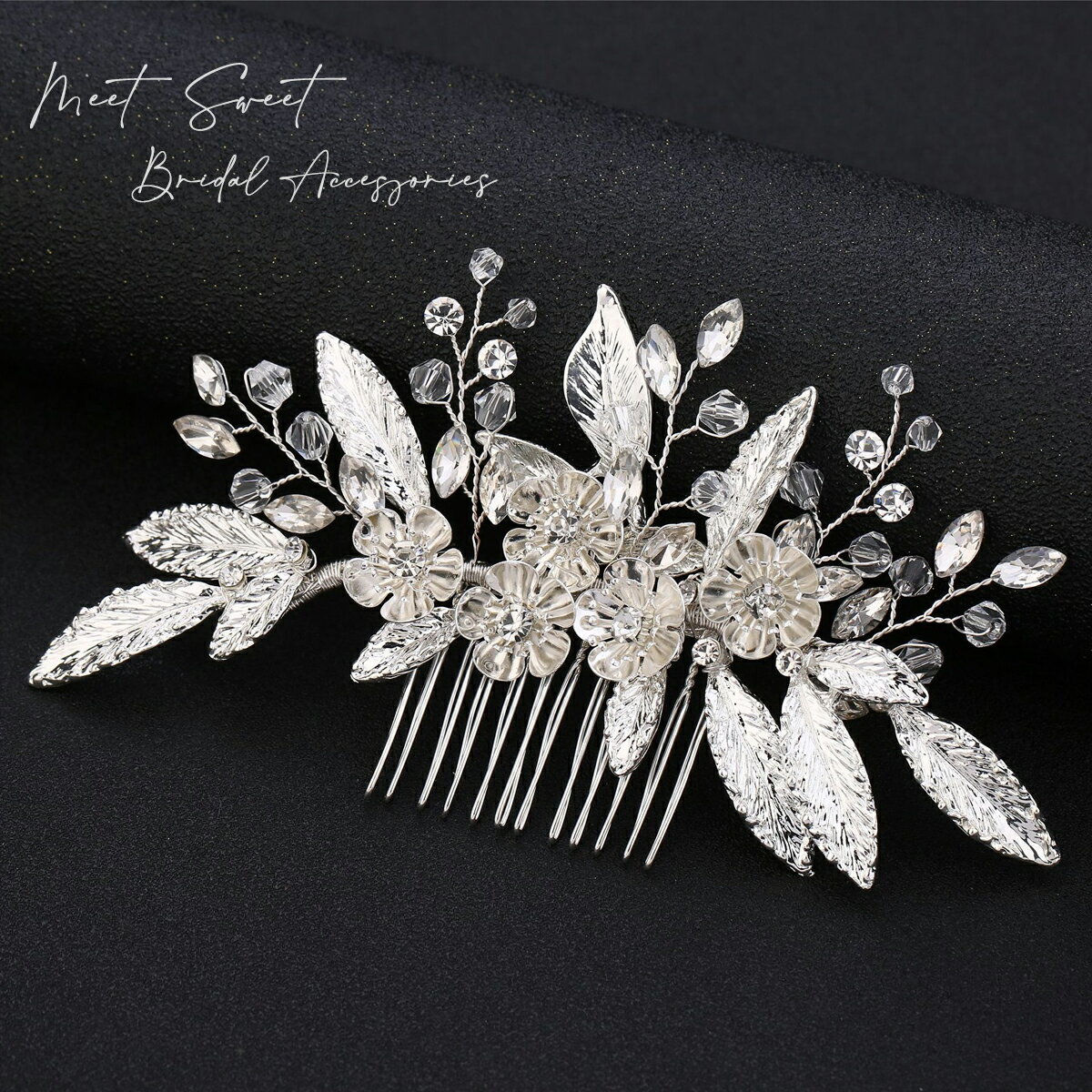 【P5倍★BLACK FRIDAY限定】ヘッドドレス コーム 金属フラワー 髪飾り ヘアアクセサリー ヘッドコサージュ 挙式 二次会 発表会 成人式 結婚式 花...