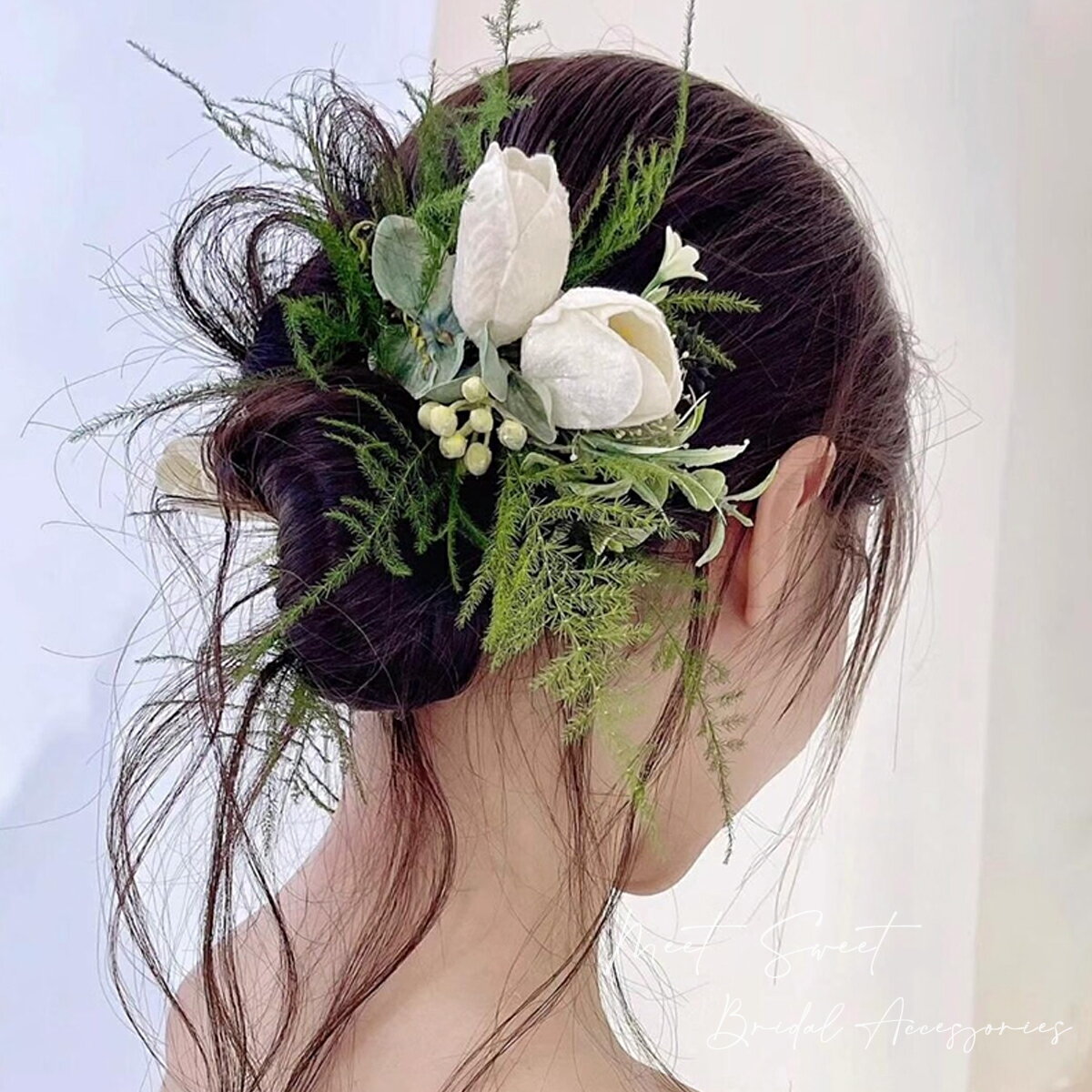 ヘッドドレス フラワー ヘアアレンジ ナチュラル 髪飾り ヘアピン ヘアアクセサリー 二次会 発表会 結..