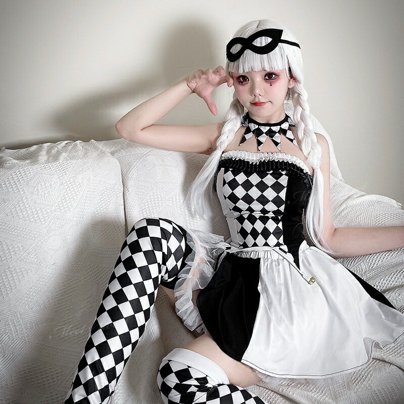 「白と黒の狂気が織りなす、摩天楼サーカスの夜会」 ハロウィン ピエロ サーカス 道化師 コスプレ 大人用 仮装 ハロウィンコスプレ 衣装 大人 女性 可愛い レディース 大きいサイズ コスチューム ハロウィン仮装 コスプレ衣装 コスプレ仮装 ハロウィン衣装