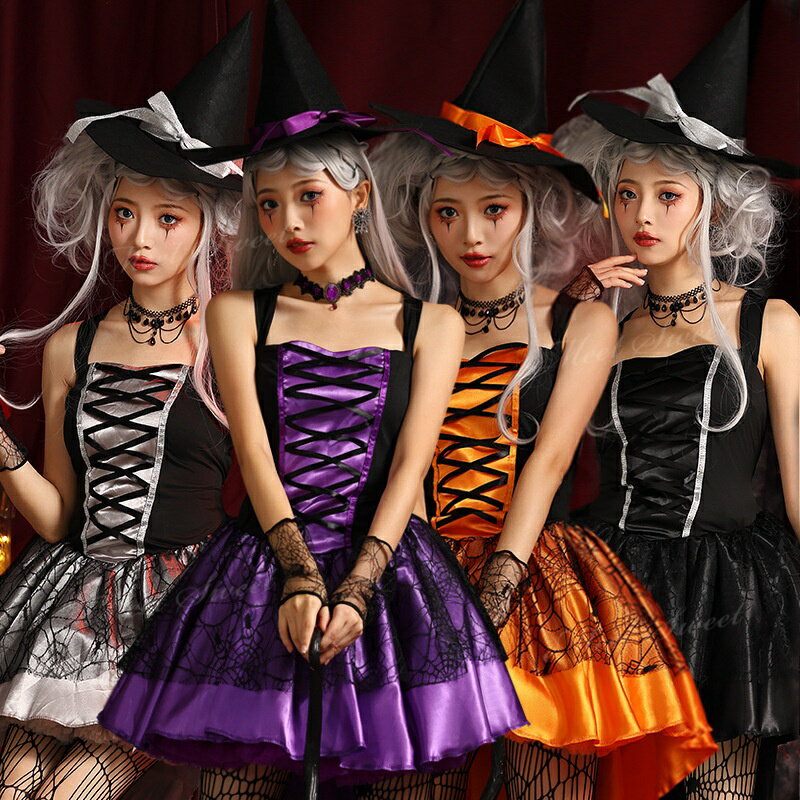 樂天商城 - ハロウィン 魔女 魔法使い 魔法少女 コスチューム 大人用 衣装 コスプレ 仮装 大人 女性 可愛い レディース ハロウィンコスプレ ハロウィン仮装 コスプレ衣装 コスプレ仮装 ハロウィン衣装 イベント パーティー 舞台服 演出用 ブラック シルバー パープル オレンジ