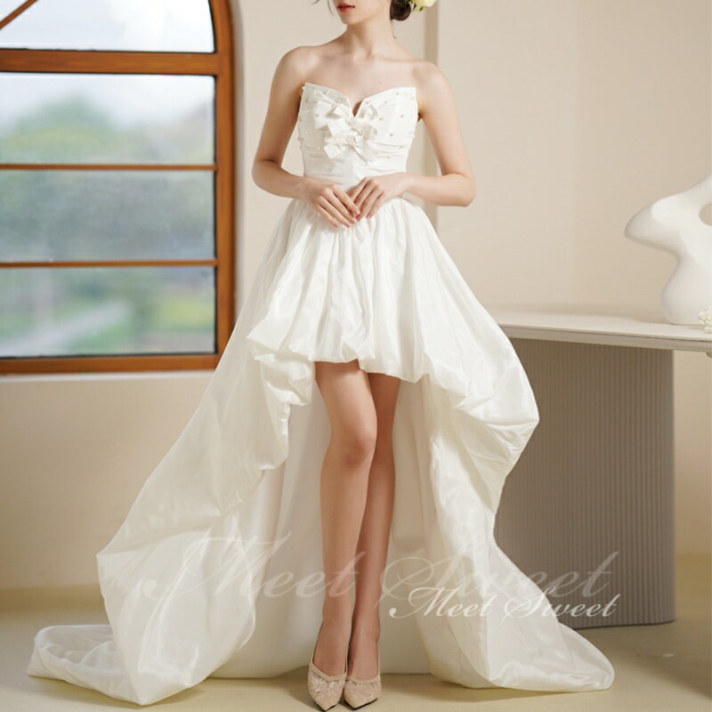 ウェディングドレス 前短後長ドレス フィッシュテールドレス オーダーメイド可 花嫁 結婚式 二次会 前撮り ドレス ブライダル ウエディ..