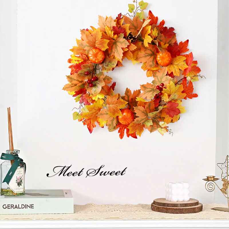 リース 送料無料 秋 あき 壁掛け 造花 ドアリース フラワーリース 花輪 玄関リース かぼちゃ パンプキン ドアリース アーティフィシャルフラワー 玄関 飾り お得 安い 激安 人気 プレゼント イベント パーティー ハロウィン 窓かざり 上品 高級 豪華 店舗 庭園 撮影 道具