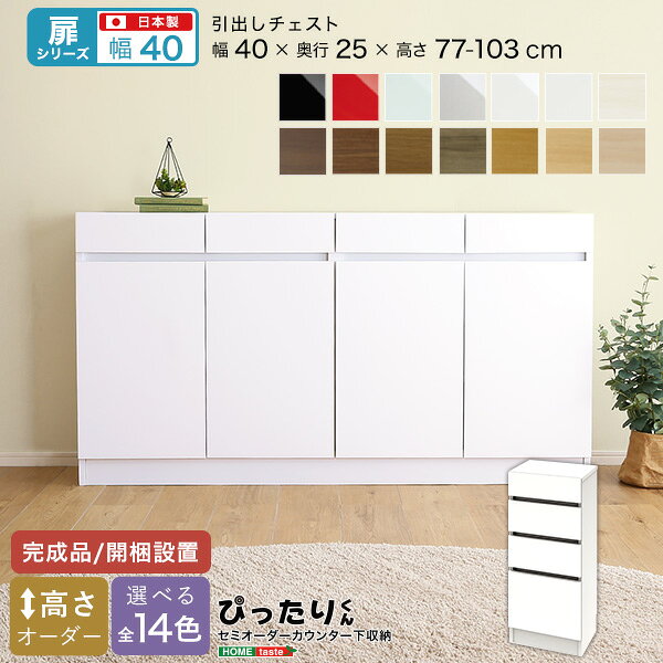 Rakuten - 【楽天カードの日10％割】 【扉シリーズ】セミオーダーカウンター下収納ぴったりくん 引出しチェスト 奥行25cm