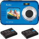 【】 ケンコー(Kenko) 防水コンパクトカメラ KC-WP06 ST バッテリー2個セット IP58防塵防水性能 広角25.5mm フロントモニター搭載 2.7K動画撮影 ブルー 163566(2)