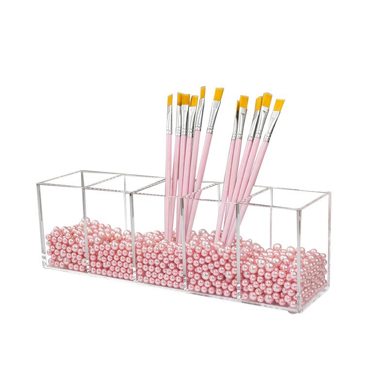 メイクボックス 5孔 化粧ブラシ 眉ペンシル 口紅 美容 メイク道具 デスク 整理 収納 アクリル製 透明 ..