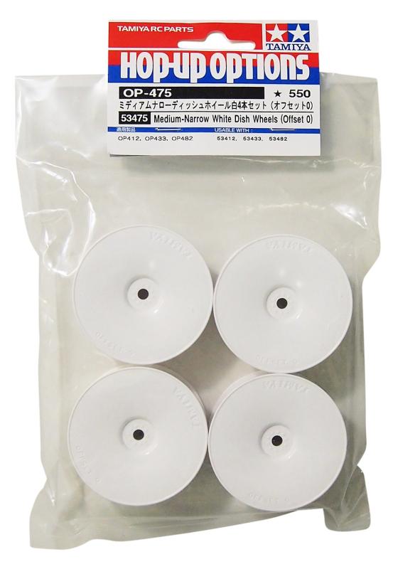 Wheel - 【中古】タミヤ HOP-UP OPTIONS OP-475 ミディアムナローディッシュホイール白 (±0)