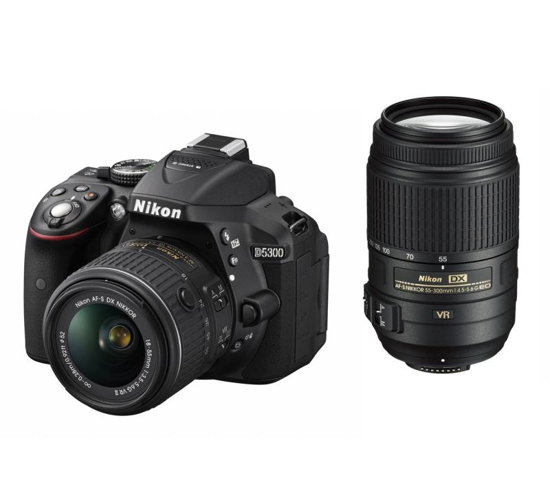 【中古】Nikon デジタル一眼レフカメラ D5300 ダブルズームキット ブラック 2400万画素 3.2型液晶 D5300WZBK