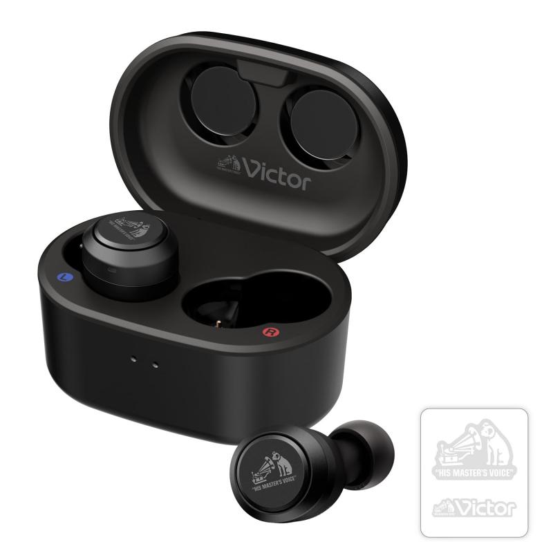 【中古】JVCケンウッド Victor HA-FX150T-BA ステッカー付 ワイヤレスイヤホン Bluetooth ノイズキャンセリング 外音取り込み 防水 低遅延 マイク付き 本体質量4.4g（片耳）最大21時間再生 Bluetooth Ver5.