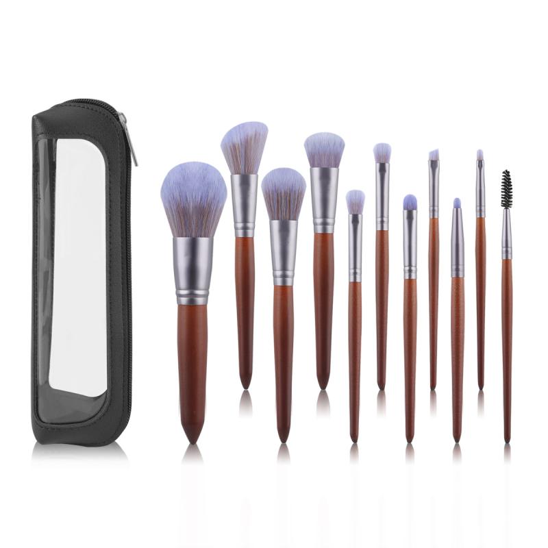 メイクブラシ 11本セット PUバッグ付き 初心者 携帯用 フェイスブラシ アイシャドウブラシ 眉ブラシ コ..