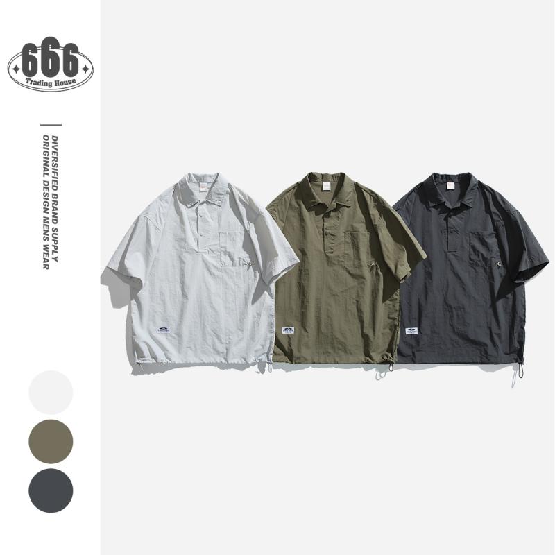 シャツ メンズ 男性用 アウトドア ワーク 半袖 トップス プルオーバー 接触冷感 伸縮性 普段使い 部屋着