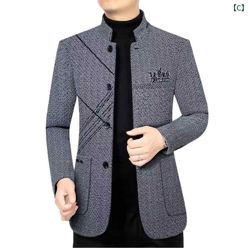 ジャケット 男性用 秋冬 ビジネス カジュアル スタンドカラー アウター ウール ゆったり シニア 父の日 プレゼント 贈り物 sofapotato-10600107 ソファポテト サンプル画像3