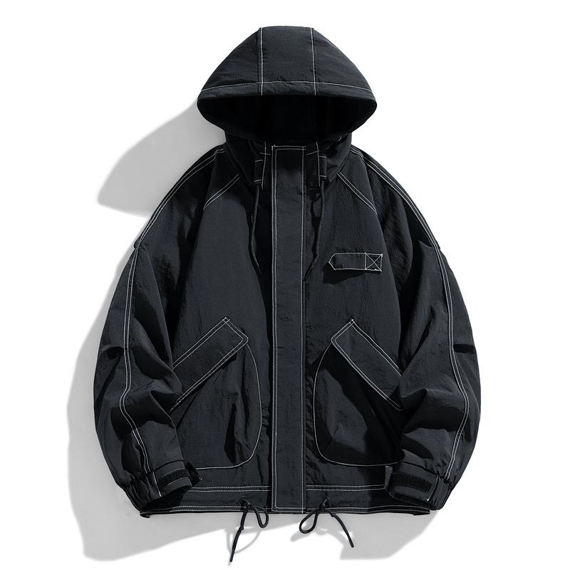 ジャケット メンズ 男性用 春秋 アウター フード付き アメカジ カジュアル 無地 ワーク ウェア ブルゾン ジャンパー