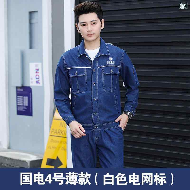 作業服 男性用 春夏 綿100% 通気性 建設 施工 電気工事 ワークウェア ボタン ジッパー