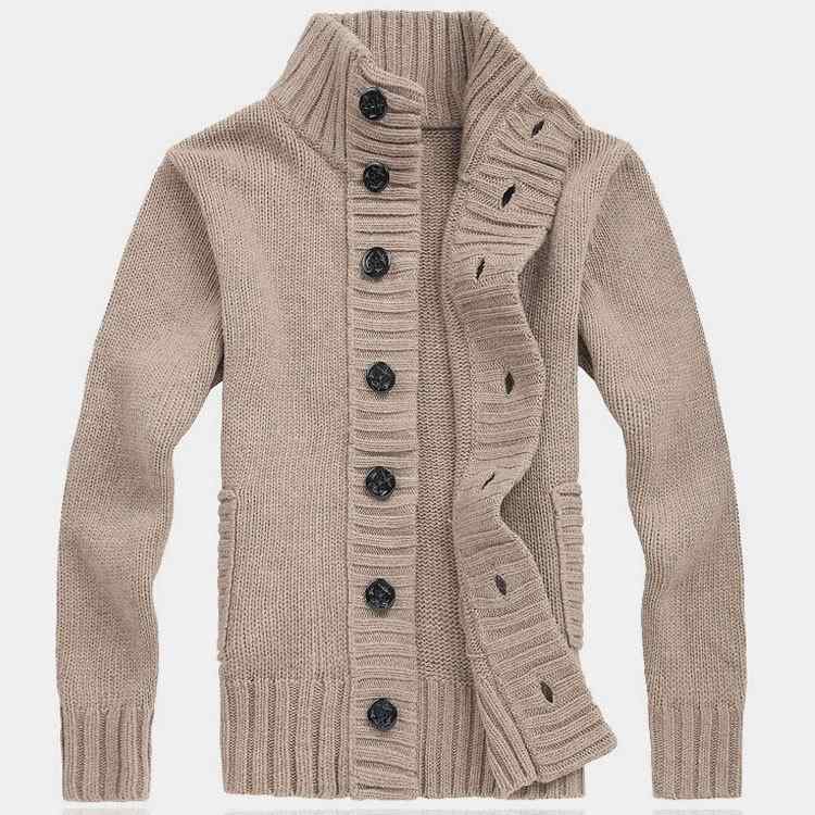 カーディガン メンズ 春秋 韓国 スタンドカラー 無地 大きいサイズ ニット セーター アウター 男性用