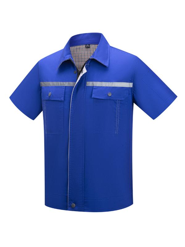 作業着 メンズ 半袖 純綿 夏 工場 ワークユニフォーム 作業服 上下セット カスタム 耐汚染2