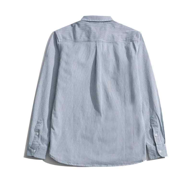 シャツ メンズ 男性用 ストライプ デニム ウォッシュ加工 ワークシャツ カジュアル ゆったり 長袖 トップス アウター・素材: 綿100%・スタイル: ベーシック・フィット: レギュラー・ネックライン: 襟付き・袖丈: 長袖・柄: ストライプ・厚さ: 普通・ディテール: ポケット・対象: 青年・色: ダークブルー, ライトブルー・サイズ: M, L, XL, XXL・性別: 男性・カテゴリ: シャツ