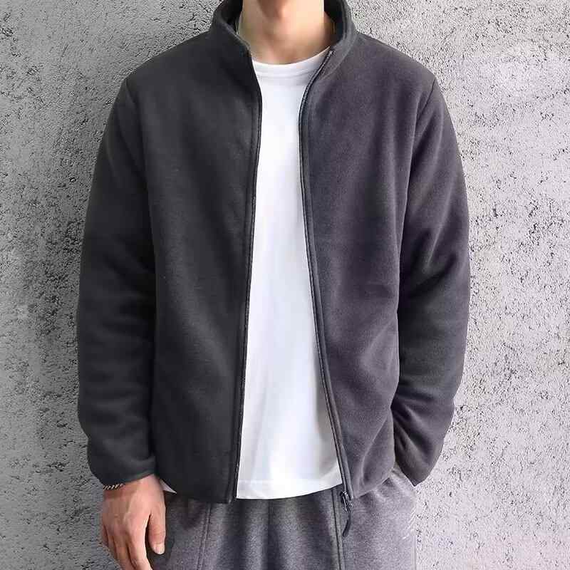 Other - ジャケット 男性用 秋冬 フリース 裏起毛 暖かい スタンドカラー ジップアップ カーディガン 防寒