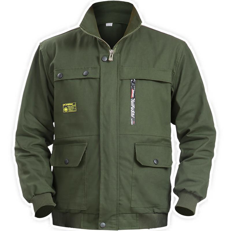 作業服 男性用 秋冬用 厚手 電焊 防火 建築 作業 現場 作業着 仕事着 制服 耐摩耗