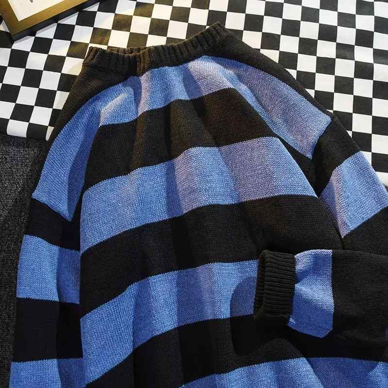 ニット メンズ 秋冬 潮 ブランド リラックスフィット 配色 ストライプ セーター 普段使い デート
