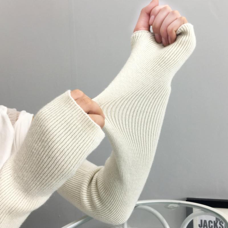 アームウォーマー レディース 秋冬 ロング 丈 指なし ニット 手袋 混 厚手 防寒 暖かい フェイク スリーブ2