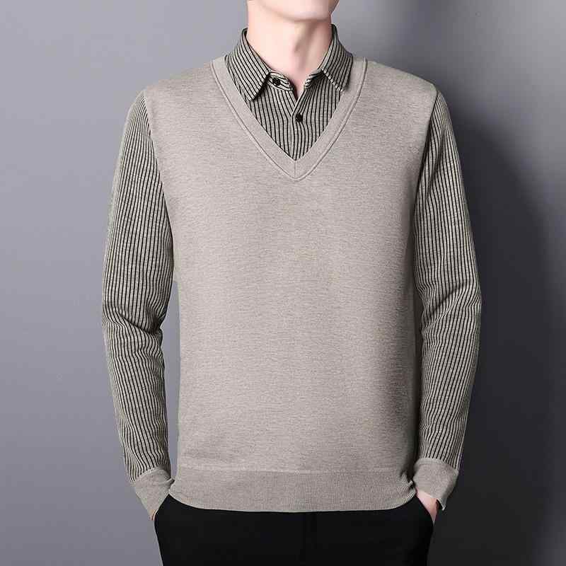 樂天商城 - ニット メンズ 男性用 裏起毛 長袖 シャツ シニア 紳士服 秋冬 あったか 防寒 ゆったり カジュアル 普段使い