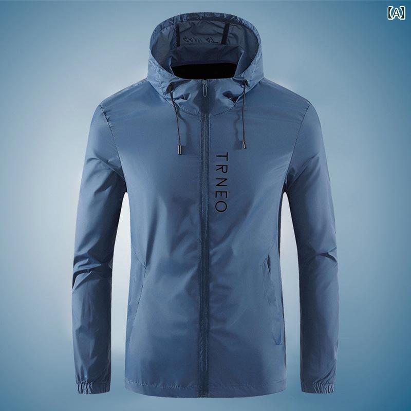 ウィンドブレーカー メンズ 男性用 薄手 軽量 接触冷感 通気性 ラッシュガード フィッシング ジャケット 釣り ウェア 日焼け止め 紫外線対策 アウター