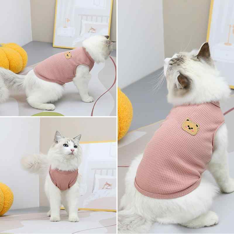 ペット服 猫 犬 服 春夏 ワッフル ペット ベスト 小型犬 中型犬 テディ ビション ドッグ ウェア かわいい 通気性