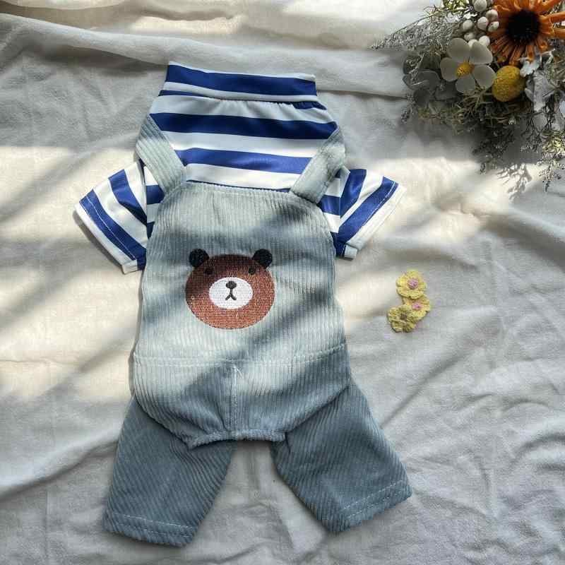 ドッグウェア 春秋 小型犬 中型犬 ボーダー カバーオール 犬 服 泰迪 博美 かわいい おしゃれ